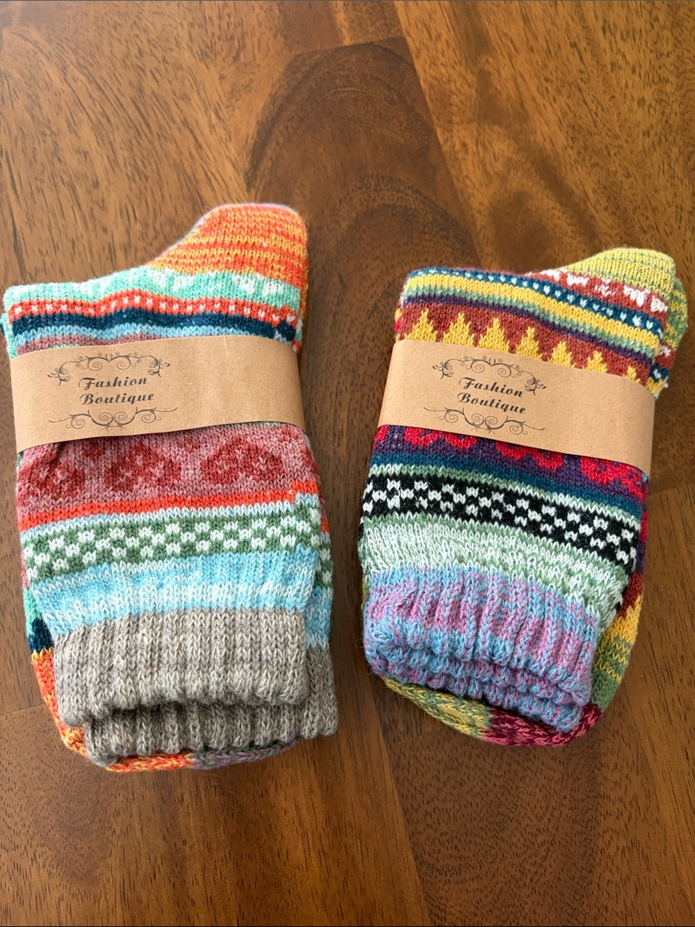 Multicolor Fair Isle Women's Knit Socks - Pack of 2